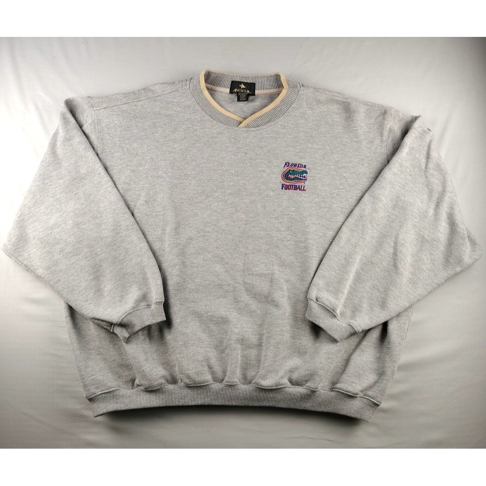 Y2K Florida Gators Football Antigua Gray Embroidered Sweatshirt Men's XXL L/S